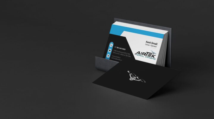 AirTek business card in tray mockup